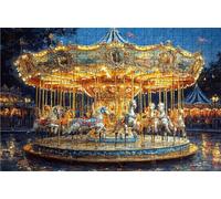Puzzle 3000 Pezzi, Giostra Puzzle 3000 Pezzi per Adulti, Giochi di Puzzles Vista Notturna Legno per Tutta la Famiglia, DIY Puzzles per Quadri Moderni Soggiorno Regalo Donna Uomo 120x80 CM RXPT-467