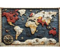 Puzzle 3000 Pezzi Mappa Del Mondo Puzzle 3000 Pezzi Legno per Adulti Barca, Splendidamente Confezionato in Una Scatola di Cartone, Trasportabile in Una Borsa a Rete per Regalo Donna 80 x 120cm RXPT670