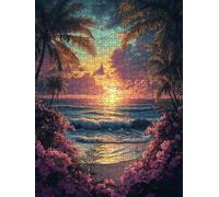 Puzzle 3000 Pezzi Spiaggia Tramonto 3D Puzzle per Adulti Impegnativo, Educa Puzzles Artistico, Divertente E Stimolante Puzzles Decorativo per La Famiglia, Regalo e Decorazione Pareti BXHZW6-305