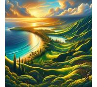 Puzzle 35 Pezzi,12 x 12 cm puzzles per adulti,Costa Verde dell'Alba DIY puzzle Arte,Educativi Stimolanti Puzzles Decorazioni per la Casa