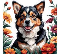 Puzzle 35 Pezzi,jigsaw puzzle per adulti 12x12 cm Cane dei fiori Puzzles Classici,puzzles impegnativo,Impossibile Difficile giochi per tutta la famiglia