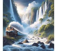 Puzzle 35 Pezzi,jigsaw puzzle per adulti 12x12 cm Cascate Fiumi Treni Puzzles Classici,puzzles impegnativo,Impossibile Difficile giochi per tutta la famiglia