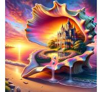 Puzzle 35 Pezzi,jigsaw puzzle per adulti 12x12 cm Castello di conchiglie sulla spiaggia Puzzles Classici,puzzles impegnativo,Impossibile Difficile giochi per tutta la famiglia