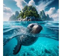 Puzzle 35 Pezzi,jigsaw puzzle per adulti 12x12 cm Foca delle isole tropicali Puzzles Classici,puzzles impegnativo,Impossibile Difficile giochi per tutta la famiglia