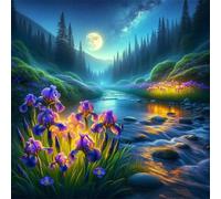 Puzzle 35 Pezzi,jigsaw puzzle per adulti 12x12 cm Iris del fiume al chiaro di luna Puzzles Classici,puzzles impegnativo,Impossibile Difficile giochi per tutta la famiglia