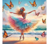 Puzzle 35 Pezzi,jigsaw puzzle per adulti 12x12 cm Ragazza che balla sulla spiaggia con la farfalla Puzzles Classici,puzzles impegnativo,Impossibile Difficile giochi per tutta la famiglia