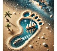 Puzzle 35 Pezzi,Paesaggio da sogno con impronte puzzle per adulti Giochi Educativi,Puzzles Artistico Adatto a Tutta la Famiglia(12 x 12 cm)