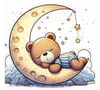 Puzzle 35 Pezzi per Adulti Orso Cartoni Animati Sulla Luna Puzzle impossibile Gioco Antistress Sfida Difficile Puzzles per Adulti 35 Pezzi 30x30 cm