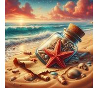 Puzzle 35 Pezzi,Stella marina in bottiglia da spiaggia puzzle per adulti Giochi Educativi,Puzzles Artistico Adatto a Tutta la Famiglia(12 x 12 cm)