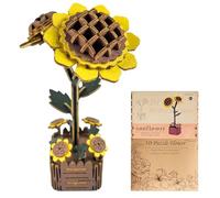 Puzzle 3D a Forma di Fiore, Puzzle Fai da Te in Legno con Girasole, Regalo Romantico con Fiori Eterni, Regalo Creativo, per Esercitare le Abilità Manuali, per Decorare la Casa