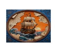 Puzzle 3D a forma di nave nautica in rilievo, per adulti, 500 pezzi, puzzle in legno stampato con percorso estetico vintage, decorazione con mappa del tesoro, per l'intrattenimento domestico