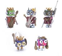 Puzzle 3D Aku Musician Series 5 in 1 fai da te Steampunk Figurine in legno, portachiavi fai da te, set da collezione e idea regalo, accessori per cosplay, puzzle in legno