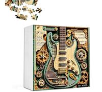 Puzzle 3D Creativo Chitarra Steampunk Puzzle Legno Per Adulti | Puzzle 1000 Pezzi Ingranaggi Corde Opera Vintage Strumento Musicale Regalo Amante Musica