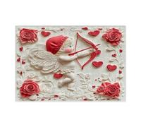 Puzzle 3D di San Valentino Cupido per adulti 300 pezzi, puzzle romantico in legno con rose e cuore, decorazioni stampate per feste di intrattenimento