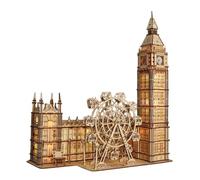 Puzzle 3D Elegante Big Ben Costruzioni in Legno per Adulti con Ruota Panoramica Luci Notti Orologio Regalo Natale Compleanno Unico