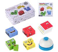 Puzzle 3D Face-Changing Magic Cube Emoji Blocks Gioco Magic Face Building Block Wooden Puzzle Montessori Toy Colorato Cubo Magico Giocattolo per 3 4 5 6 7 bambini con campana da tavolo