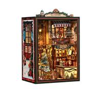 Puzzle 3D fermalibri in legno, negozio di Natale, kit fai da te in miniatura, decorazione creativa per la scrivania e unica per adulti (264 pezzi)