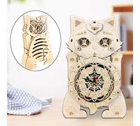 Puzzle 3D in legno con gatto, orologio, ornamento, regalo di festa per la