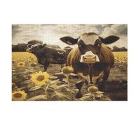 Puzzle 3D in legno con mucca marrone, con scatola portaoggetti, puzzle ecologico in legno per il tempo libero, sollievo dallo stress e decorazione, 1000 pezzi