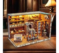 Puzzle 3D in legno per adulti, casa delle bambole in miniatura fai da te, kit angolo libro, kit modello LED integrato, museo dei dinosauri, kit per angolo libro, puzzle in legno 3D, kit per libreria