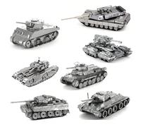 Puzzle 3D in metallo, kit di assemblaggio fai-da-te puzzle in acciaio inossidabile, modello di carro armato Tiger, carro armato Churchill, carro armato Chieftain, senza colla necessaria, regalo di com