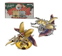 Puzzle 3D in metallo per adulti, fai da te, meccanico, steampunk, modello di insetti natalizi, set di 2 con luce LED colorata, ornamento artistico creativo per casa e ufficio