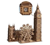 Puzzle 3D Legno Adulti Big Ben Modellini da Costruire con Luci Notturne Orologio Funzionante Regalo Donna Decorazioni Casa