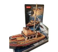 Puzzle 3D Megalodon, attacco di squalo su una nave, CubicFun squalo pesce barca