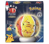 Ravensburger - Puzzle Ball Nightlight Pokémon Puzzle 3d Bambini 6 Anni O Più