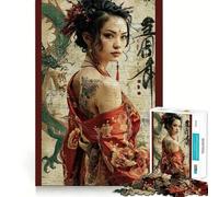 Puzzle 3D Retro Geisha Drago, difficile, per adulti, 1000 pezzi, gioco di logica e abilità, per tutta la famiglia, taglio preciso, arte da collezione (50x75cm)
