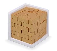 Puzzle 3D Rompicapo in Legno con 54 Pezzi a Forma di T, Gioco di Logica e Intelligenza per Adulti e Bambini dai 6 Anni, Cubo 7 cm Finitura Oro con Cornice di Sharp Brain Zone (Gold Edition)