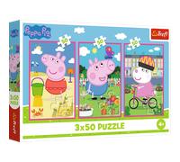Trefl 3in1: Peppa Pig, La forza dell'Amicizia-3 x 50 Pezzi, Confezione con Tre Puzzle per Bambini dai 4 anni, Multicolore, 34877
