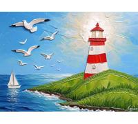 Puzzle 4000 Pezzi Arte per Adulti e Ragazzi, Puzzle Faro in Legno Adulti, Idea Regalo Jigsaw Gabbiano per Gioco Familiare, Lettere sul retro Jigsaw, per Decorazione la Casa Regalo 141.5x87.5cm g-71