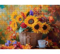 Puzzle 4000 Pezzi Classici, Puzzle fiore tazza 141 x 87 cm, Gioco Educativo e Antistress in Legno con Poster Incluso, Ttività DIY per Famiglia, Regalo per Appassionati, Decor Parete Casa, f0-368