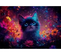 Puzzle 4000 Pezzi Gatto Puzzle Adulti Sfida Impossibili Jigsaws Fiori Classica 3D Pattern Art Jigsaws per Divertimento Adulti e Bambina, Gioco Familiare, Festa Aziendale, Amore e Amico 141x87cm C-935