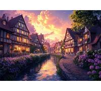 Puzzle 4000 Pezzi Piccola città Puzzle Fiore Jigsaw Adulti Legno Classici Impossibili Gioco da Sfida, Stampa di Alta Qualità jigsaws，per la Casa di vertimento In Famiglia Adolescenti Regalo U-316