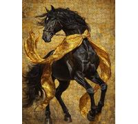 Puzzle 4000 Pezzi, Sciarpa Di Seta Gialla Cavallo Nero 3D Puzzle per Adulti Impegnativo, Educa Puzzles Artistico, Divertente E Stimolante Puzzles Decorativo per La Famiglia DX0YL6-458