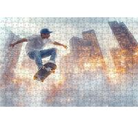 Puzzle 4000 Pezzi, Skateboard Puzzle 4000 Pezzi per Adulti, Giochi di Puzzles Città Legno per Tutta la Famiglia, DIY Puzzles per Quadri Moderni Soggiorno Regalo Donna Uomo Festival 90x140CM RXPT-736