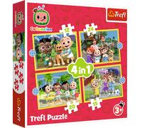 Puzzle 4v1 Cocomelon, Conosci gli eroi Trefl
