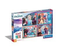 Clementoni supercolor puzzle 4in1 disney frozen - 1x12 + 1x16 + 1x20 + 1x24 pezzi, puzzle bambini 3 anni