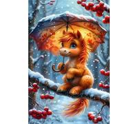 Puzzle 50 Pezzi Animali Neve Cavalli , Intrattenimento Creativo, Divertimento, Puzzle Classico Puzzles Adulti 50 Pezzi 35 x 25 cm