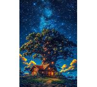 Puzzle 50 Pezzi Casa Sull'Albero Cielo Stellato, Puzzle Giocattolo Decompressivo Intellettuale Educativo Divertente Gioco per Famiglie, Puzzles per Adulti 50 Pezzi 35 x 25 cm