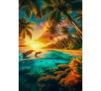 Puzzle 50 Pezzi Delfini Dell'Oceano All'Alba Gioco Educativo Sfida Impossibile Divertente Adatto Come Decorazione da Parete e Regalo Puzzle Classici 50 Pezzi 35 x 25 cm