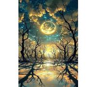 Puzzle 50 Pezzi Lago Dell'Albero Luna Gioco Educativo Sfida Impossibile Divertente Adatto Come Decorazione da Parete e Regalo Puzzle Classici 50 Pezzi 35 x 25 cm