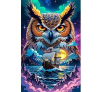 Puzzle 50 Pezzi per Adulti, Gufo Barca Vela Oceano, Rompicapo Classico per Passatempo e Relax, Splendida Decorazione per Pareti e Idea Regalo