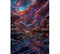 Puzzle 50 Pezzi, Puzzle per Adulti Città Cosmica Fantastica 35x25 cm, Impossibile Difficile Puzzles Impegnativo Come Regalo e Decorazione per Pareti