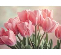 Puzzle 50 Pieces Tulipani rosa Puzzle Impossibili Arte Giocattolo Intellettuale Adatto per Adulti O Bambini Sopra I 14 Anni, Calma La Tua Mente Riduce Lo Stress Di Lavoro Idea Regalo Uomo E Donna M-0
