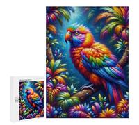 Puzzle 500 PCS A Vivid Image of A Tropical Bird with Neon Plumage, Set within A Dense Rainforest. The Bir Puzzle Per Adulti Che Migliorano La Memoria, Impegnativi Da Completare, Regali Di Natale E Com