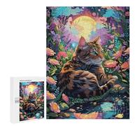 Puzzle 500 PCS Cat in A Moonlit Garden Puzzle Per Adolescenti Giochi Rilassanti Sfida Difficile Regali Unici Per Compleanno E Natale 500 PCS