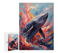 Puzzle 500 PCS Colorful Whale in An Abstract Ocean Puzzle Per Adolescenti Giochi Rilassanti Sfida Difficile Regali Unici Per Compleanno E Natale 500 PCS